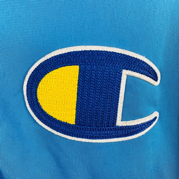 Champion Big C Life Embroidered Long Sleeve Zip Up Varsity Track Jacket Blue - Picture 12 of 16